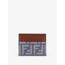 Leather and FF jacquard fabric cardholder