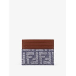 Leather and FF jacquard fabric cardholder