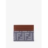 Leather and FF jacquard fabric cardholder