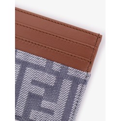 Leather and FF jacquard fabric cardholder