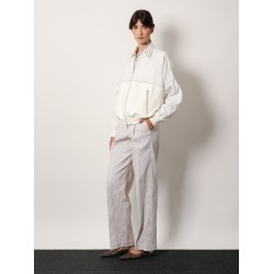 Cotton cardigan with viscose inserts and Monili details