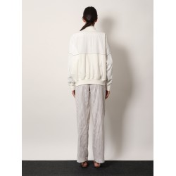 Cotton cardigan with viscose inserts and Monili details