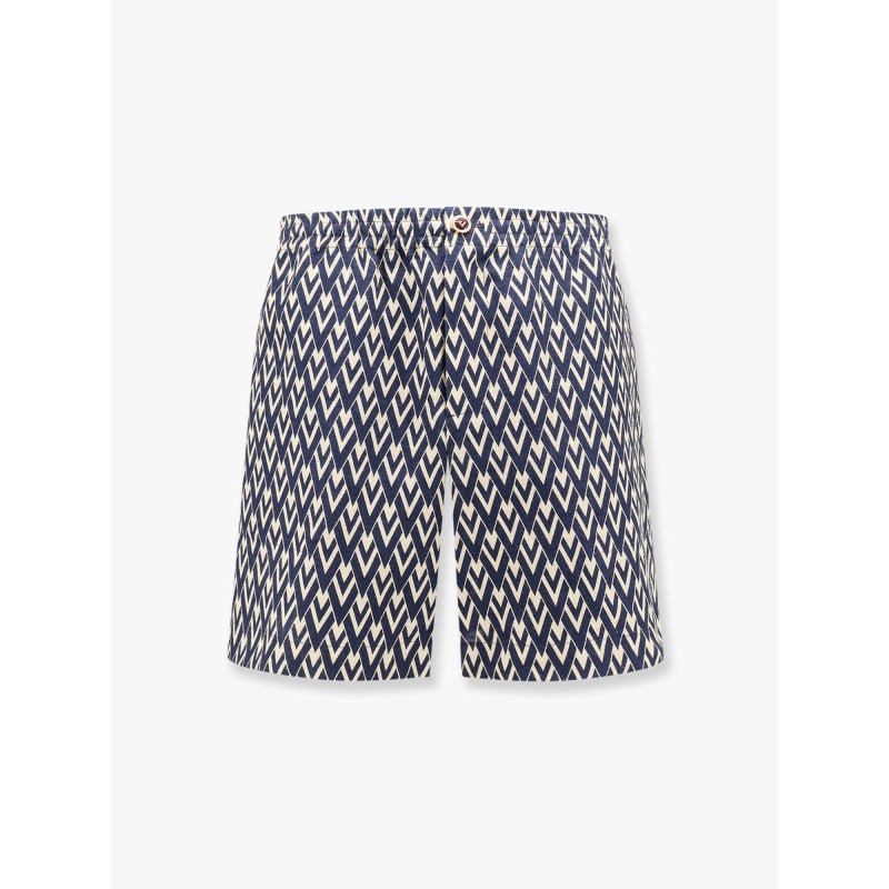 Linen bermuda shorts with toute la v motif