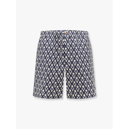 Linen bermuda shorts with toute la v motif