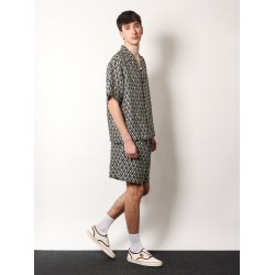 Linen bermuda shorts with toute la v motif