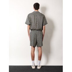 Linen bermuda shorts with toute la v motif