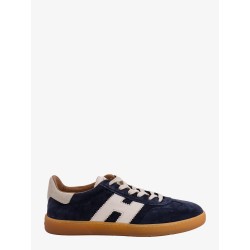 Suede sneakers with leather profiles