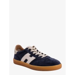 Suede sneakers with leather profiles
