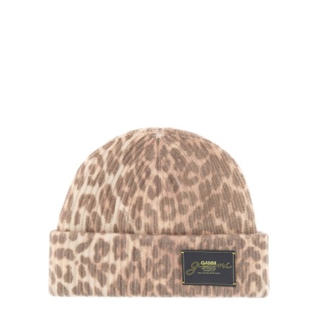 WOOL HAT WITH LEOPARD PATTERN