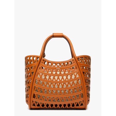 Marines Weaving perforated leather handbag with internal clutch