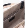 Woody small linen and leather handbag.this bag is made with lower environmental impact material
