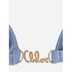 Nylon bikini top with logo