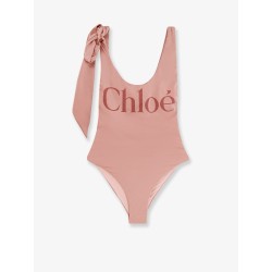 Nylon one-piece swimsuit with logo
