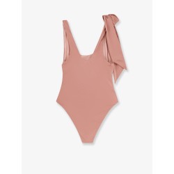 Nylon one-piece swimsuit with logo