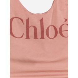 Nylon one-piece swimsuit with logo