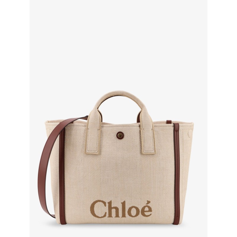 Chloè Carry canvas shoulder bag with logo embroidery