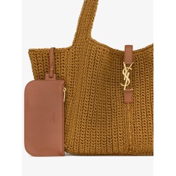 Le 5 à 7 Bea linen and leather shoulder bag