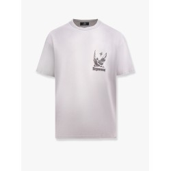 Distressed cotton t-shirt with rubber print