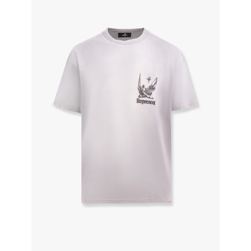 Distressed cotton t-shirt with rubber print