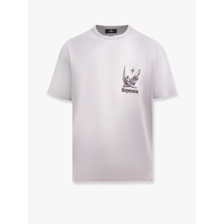 Distressed cotton t-shirt with rubber print