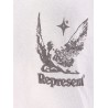 Distressed cotton t-shirt with rubber print