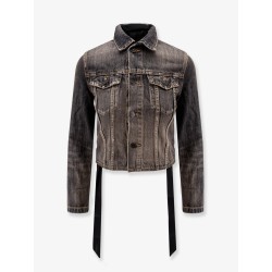 Denim jacket with satin laces