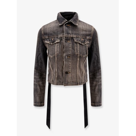 Denim jacket with satin laces