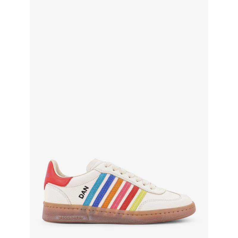 Boxer Dsquared2 Summer Lovers leather sneakers with multicolor stripes