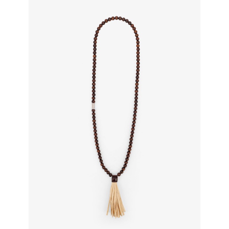 Dsquared2 Summer Lovers necklace with wood beads and rafia tassel