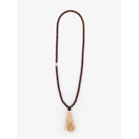 Dsquared2 Summer Lovers necklace with wood beads and rafia tassel