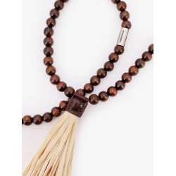 Dsquared2 Summer Lovers necklace with wood beads and rafia tassel