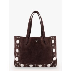 Suede shoulder bag with maxi metal studs
