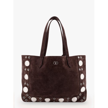 Suede shoulder bag with maxi metal studs