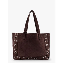 Suede shoulder bag with maxi metal studs