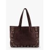 Suede shoulder bag with maxi metal studs