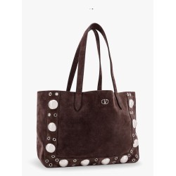 Suede shoulder bag with maxi metal studs