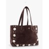 Suede shoulder bag with maxi metal studs