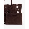 Suede shoulder bag with maxi metal studs