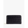 Leather wallet with woven motif