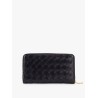 Leather wallet with woven motif