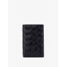 Leather passport case with intrecciato motiff