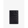 Leather passport case with intrecciato motiff