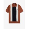 Cotton knit polo shirt with striped motif