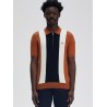 Cotton knit polo shirt with striped motif