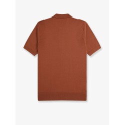 Cotton knit polo shirt with striped motif