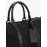 Nylon duffle bag with leather inserts