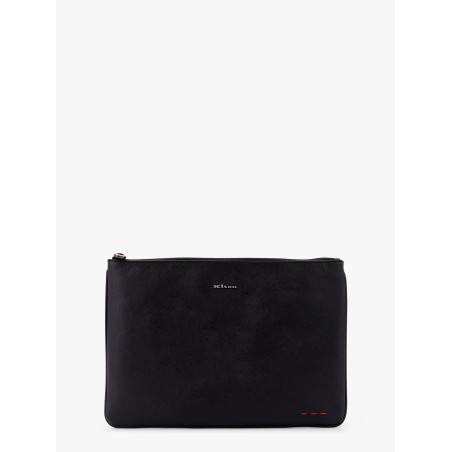 Nylon clutch bag with iconic logo embroidery