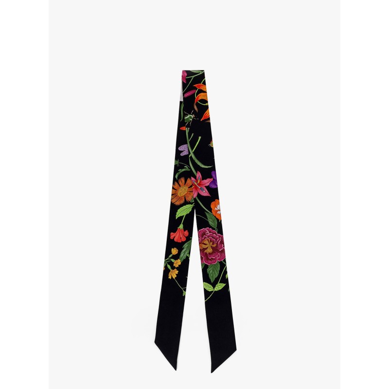 Gucci Flora printed silk twill neck bow