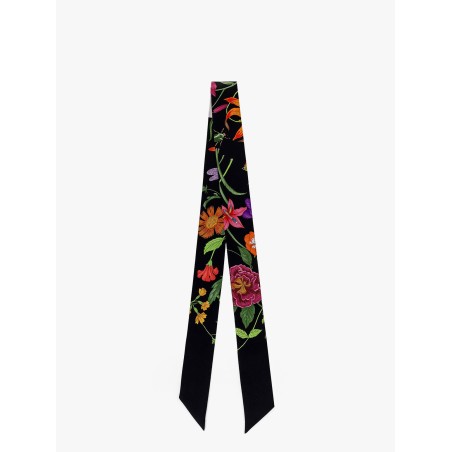 Gucci Flora printed silk twill neck bow
