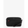 Nylon clutch bag with iconic logo embroidery